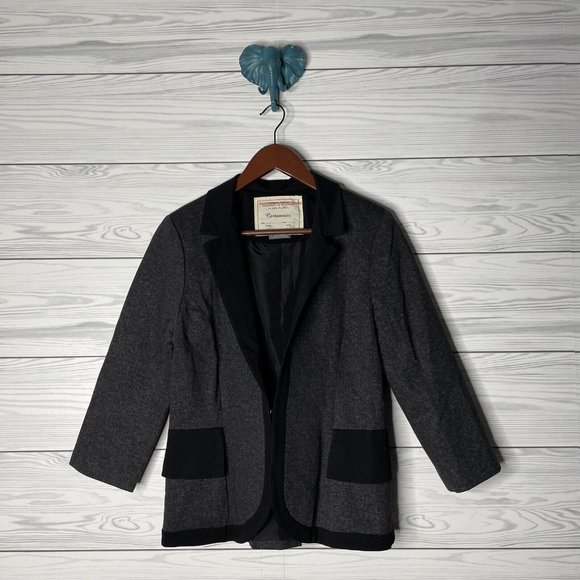 Anthropologie Jackets & Blazers - Cartonnier Anthropologie Gray Black Single Clasp Blazer Jacket Womens Size 8